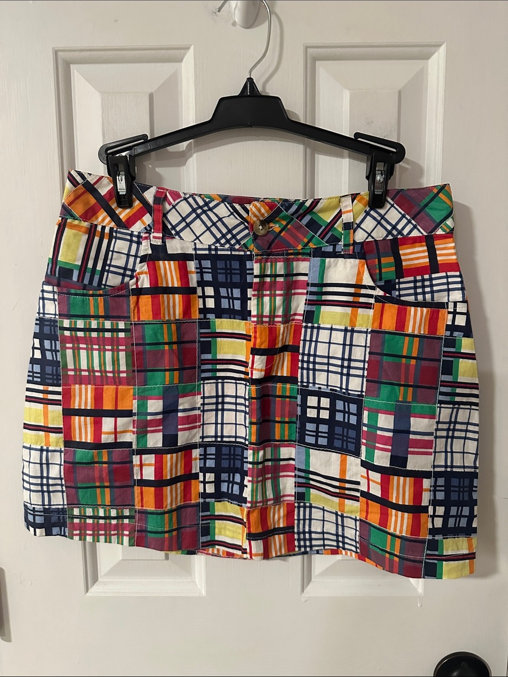 Vintage JBM SPORT Madras Colorblock Plaid Mini Skirt Size 10